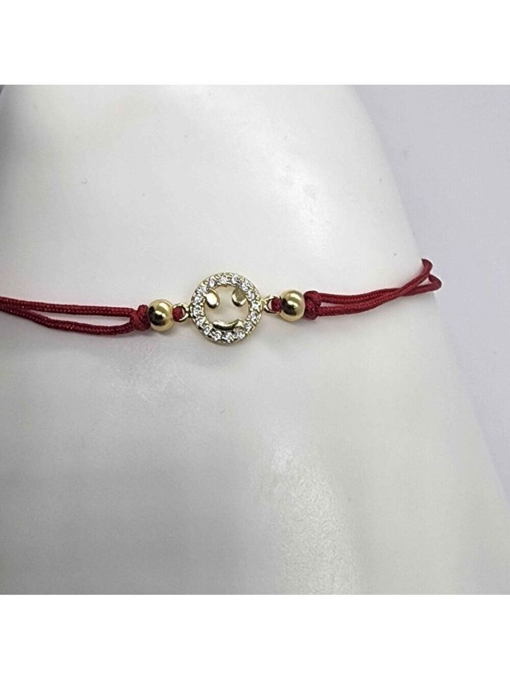 Sterling SIlver 925 Smile Face Design With Red String Bracelet